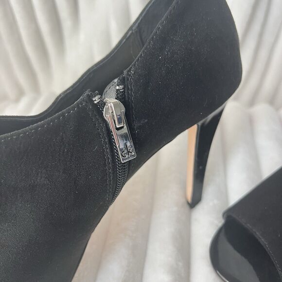 Calvin Klein Nastassia Suede Leather D'orsay Cutout Peep Toe Bootie Heels US 10 - Picture 3 of 15